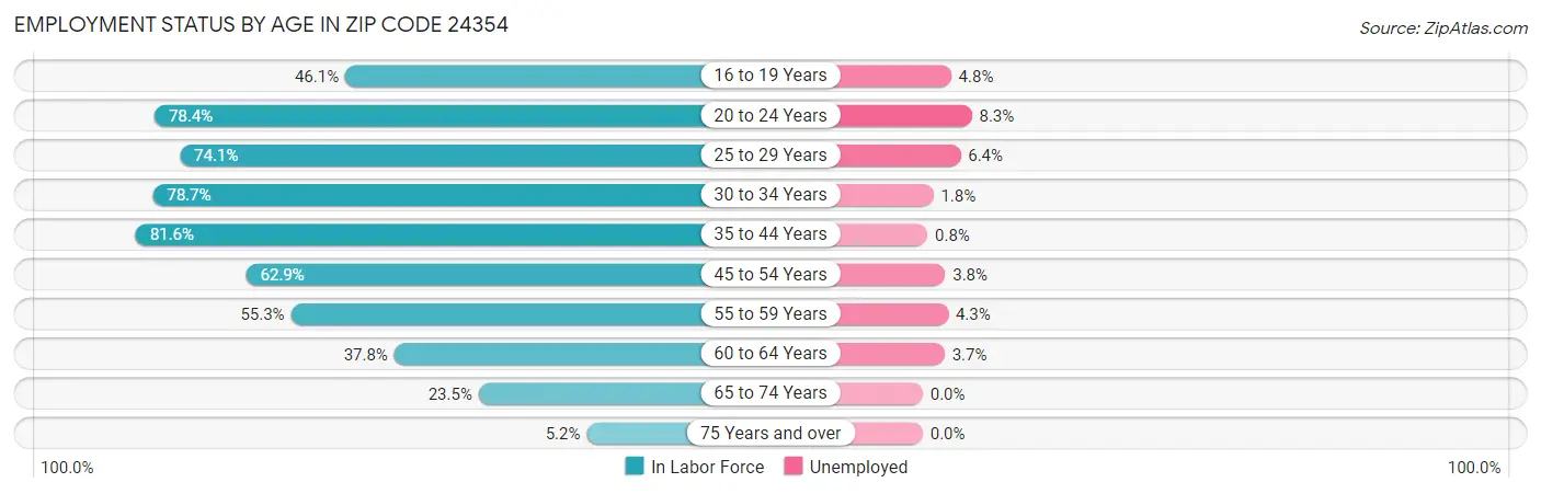 Employment Status by Age in Zip Code 24354