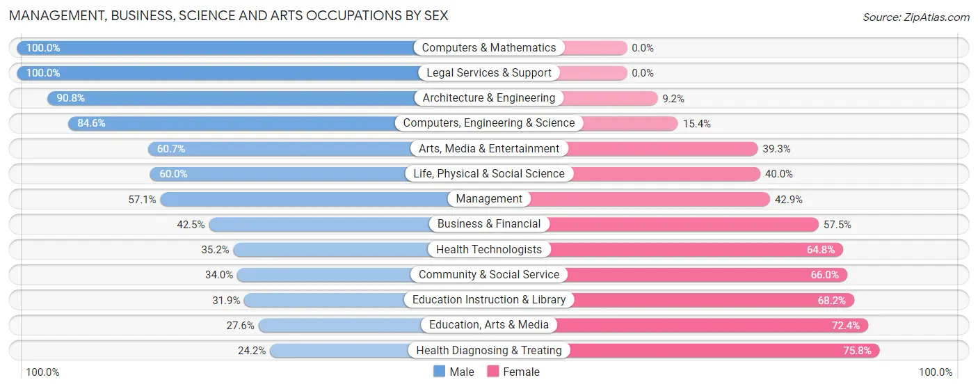 Management, Business, Science and Arts Occupations by Sex in Zip Code 24354