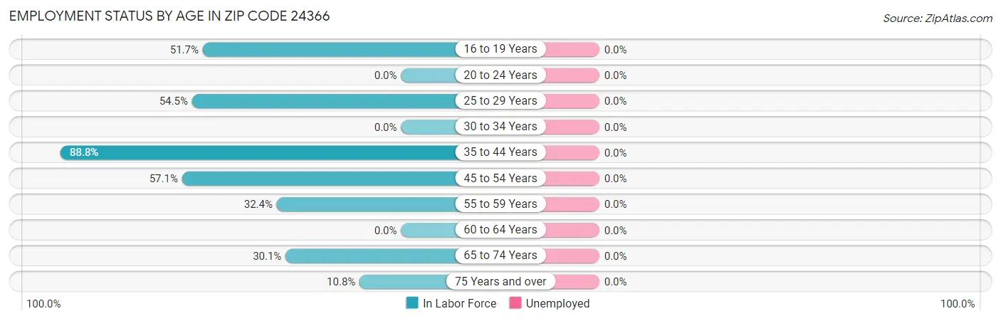 Employment Status by Age in Zip Code 24366