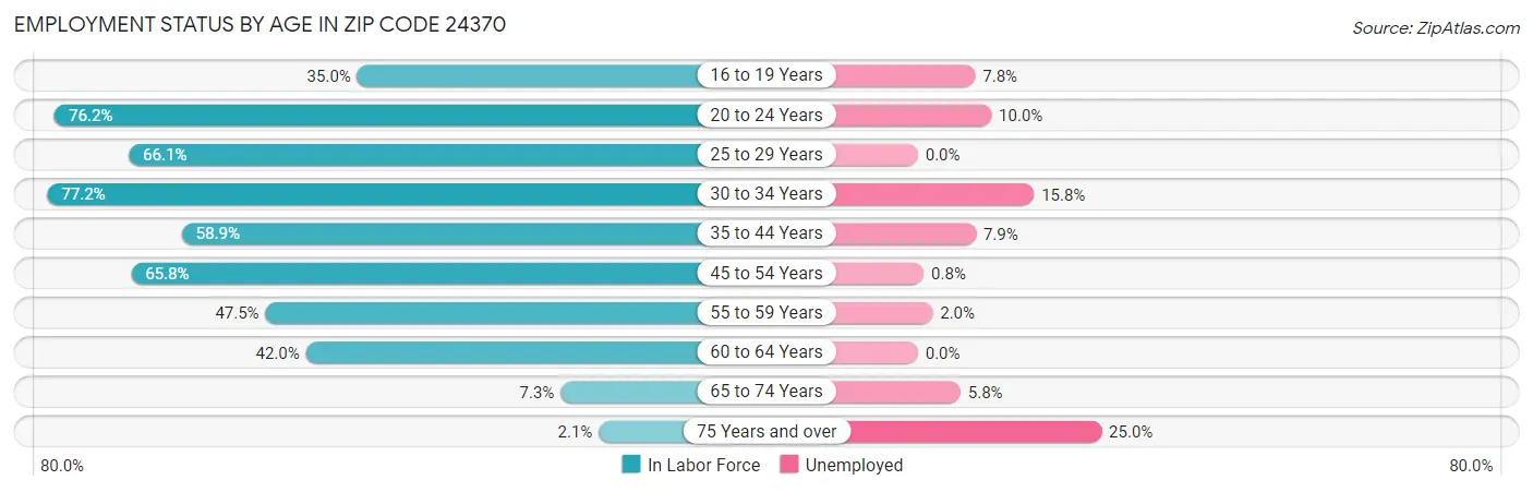 Employment Status by Age in Zip Code 24370