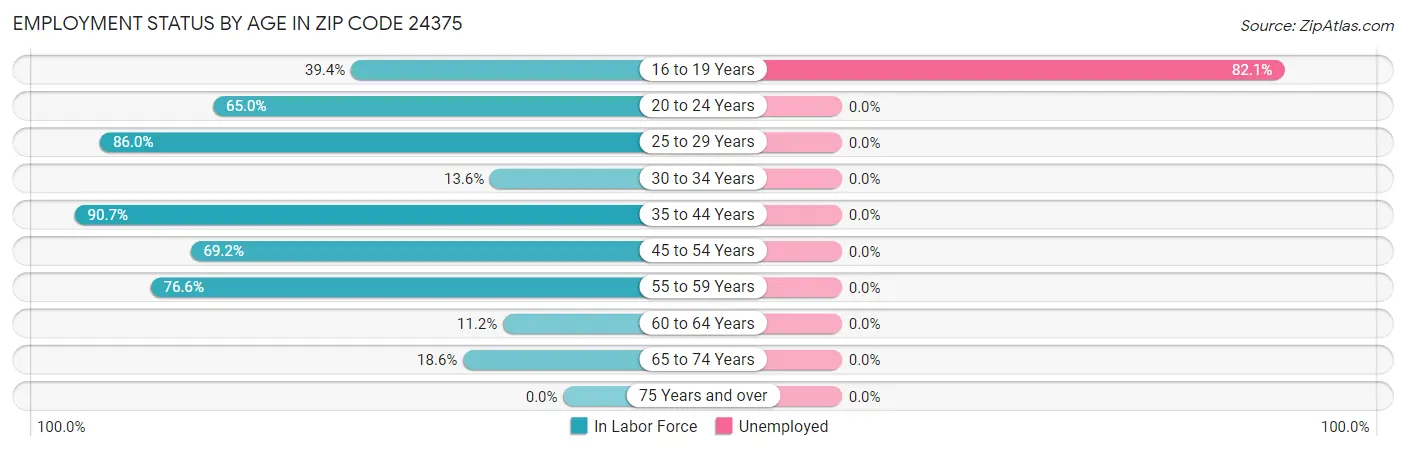Employment Status by Age in Zip Code 24375