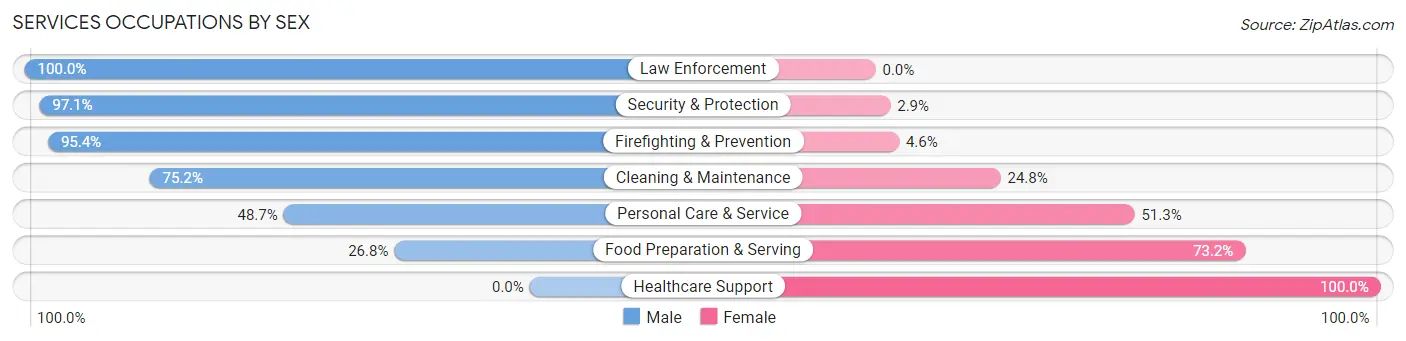 Services Occupations by Sex in Zip Code 24416