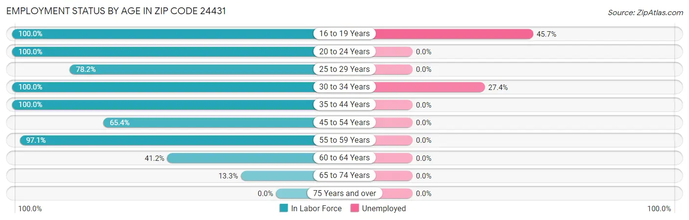 Employment Status by Age in Zip Code 24431