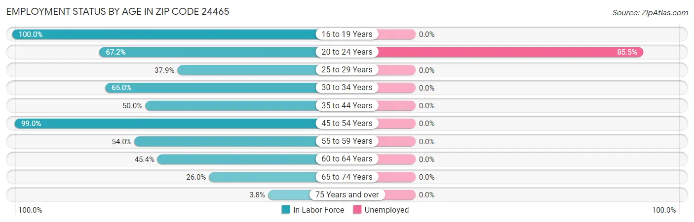 Employment Status by Age in Zip Code 24465