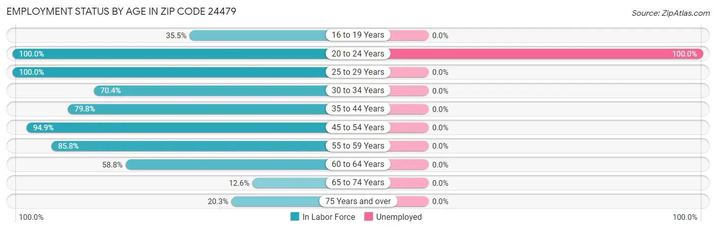 Employment Status by Age in Zip Code 24479