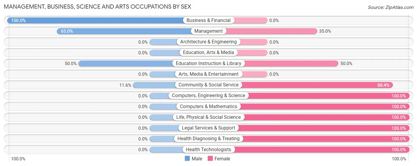 Management, Business, Science and Arts Occupations by Sex in Zip Code 24479