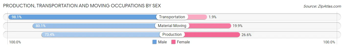Production, Transportation and Moving Occupations by Sex in Zip Code 24501
