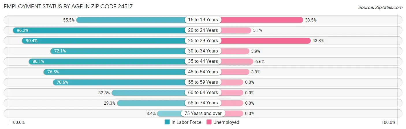 Employment Status by Age in Zip Code 24517