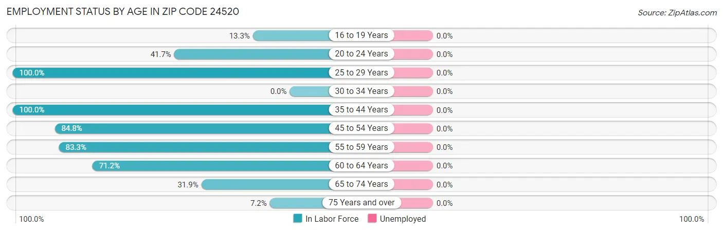 Employment Status by Age in Zip Code 24520
