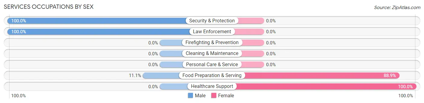 Services Occupations by Sex in Zip Code 24526
