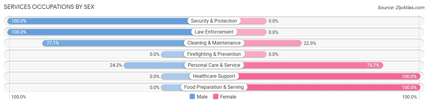 Services Occupations by Sex in Zip Code 24527