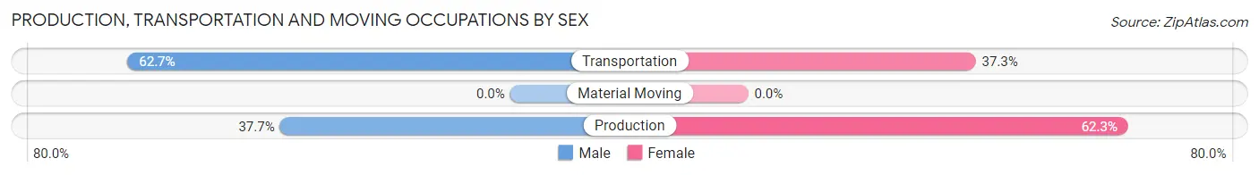 Production, Transportation and Moving Occupations by Sex in Zip Code 24529