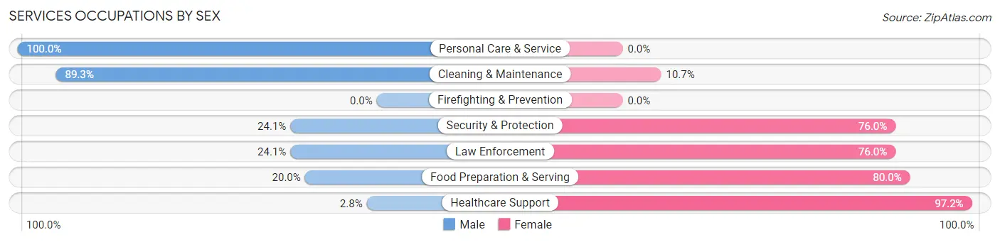 Services Occupations by Sex in Zip Code 24531