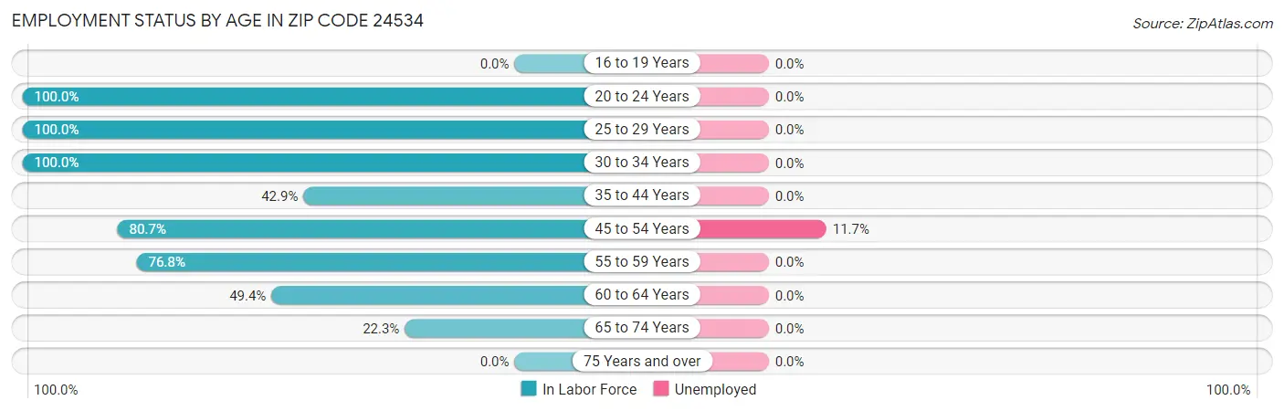 Employment Status by Age in Zip Code 24534