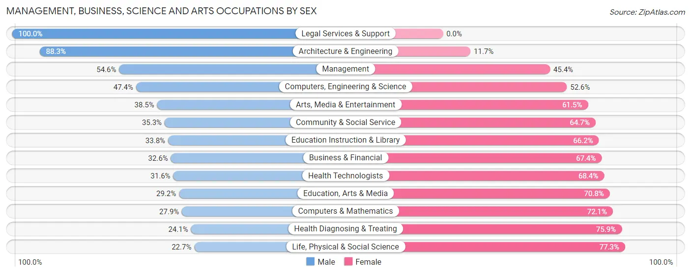 Management, Business, Science and Arts Occupations by Sex in Zip Code 24541