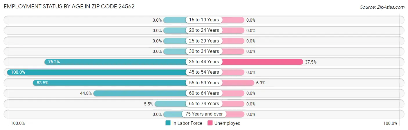 Employment Status by Age in Zip Code 24562