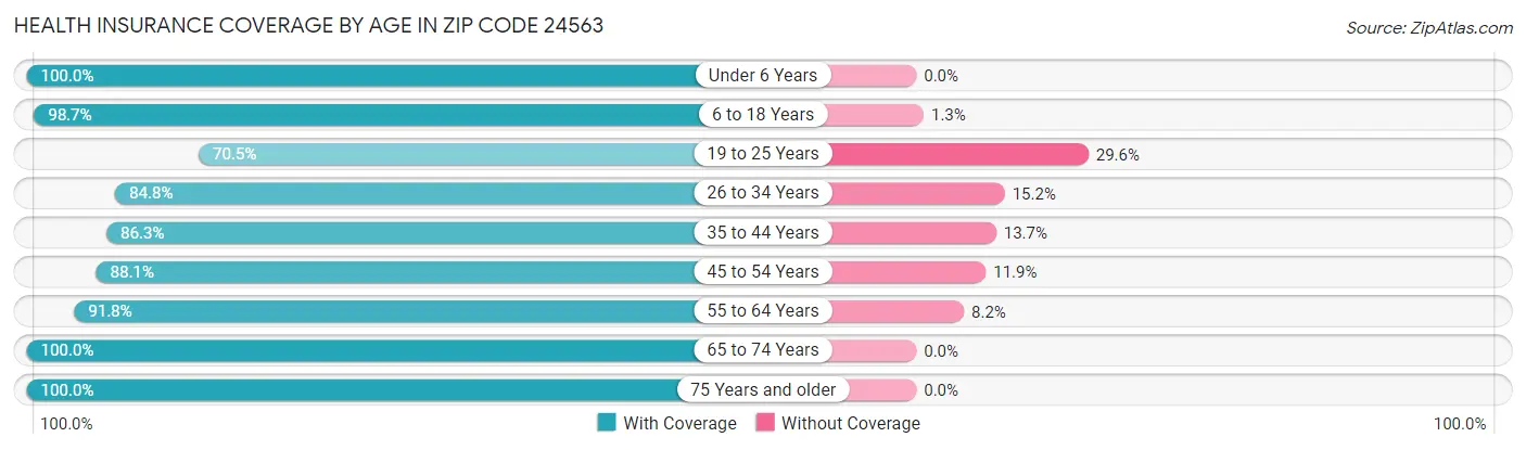 Health Insurance Coverage by Age in Zip Code 24563
