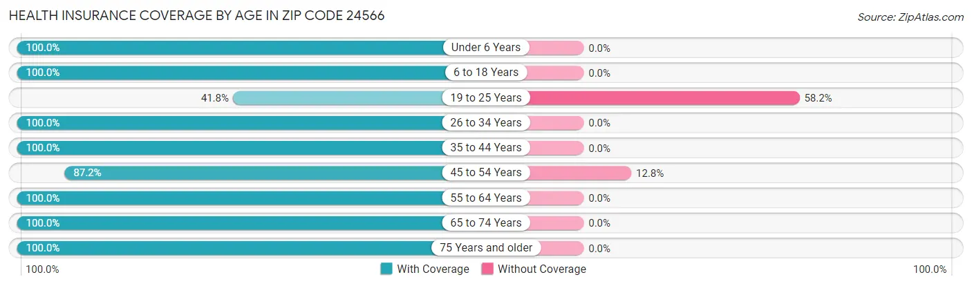 Health Insurance Coverage by Age in Zip Code 24566