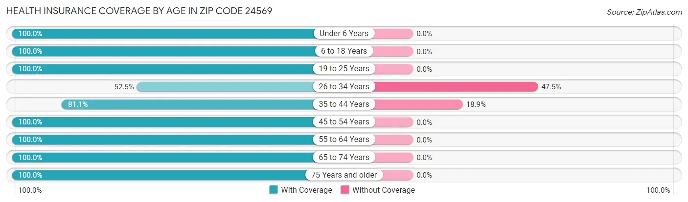 Health Insurance Coverage by Age in Zip Code 24569