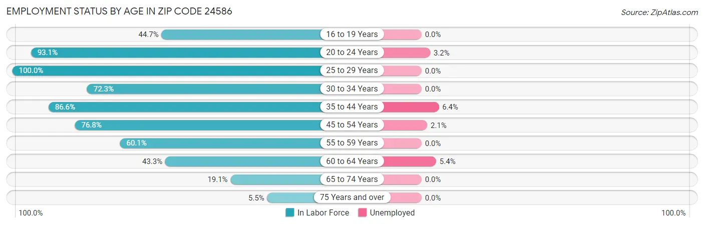 Employment Status by Age in Zip Code 24586