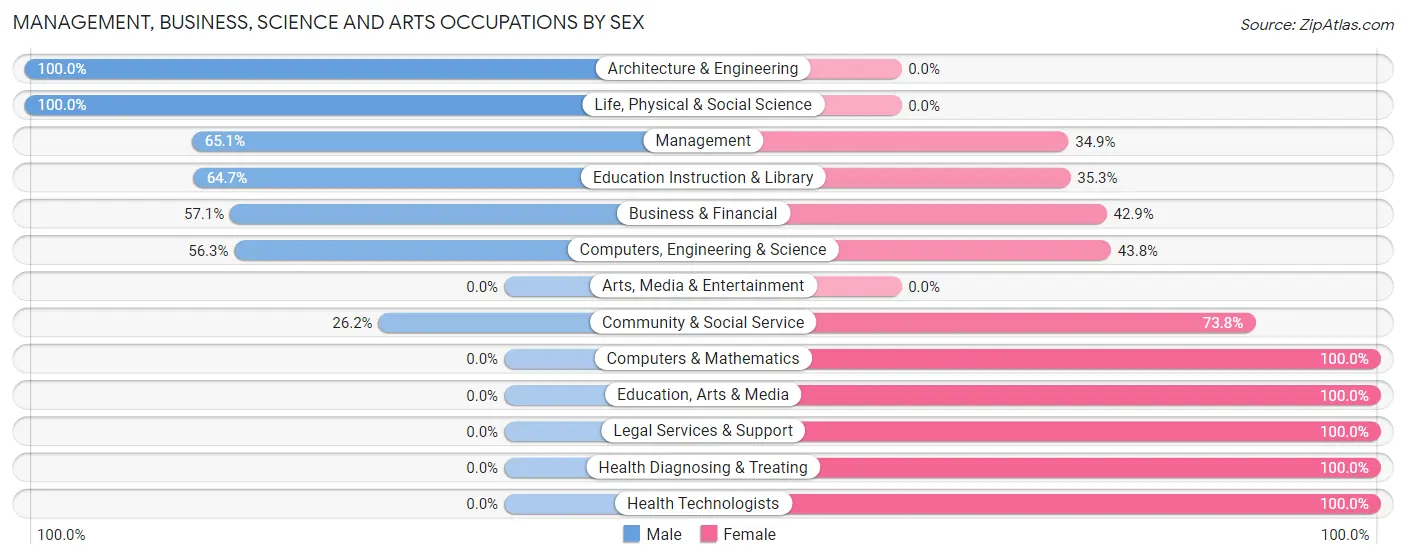 Management, Business, Science and Arts Occupations by Sex in Zip Code 24589