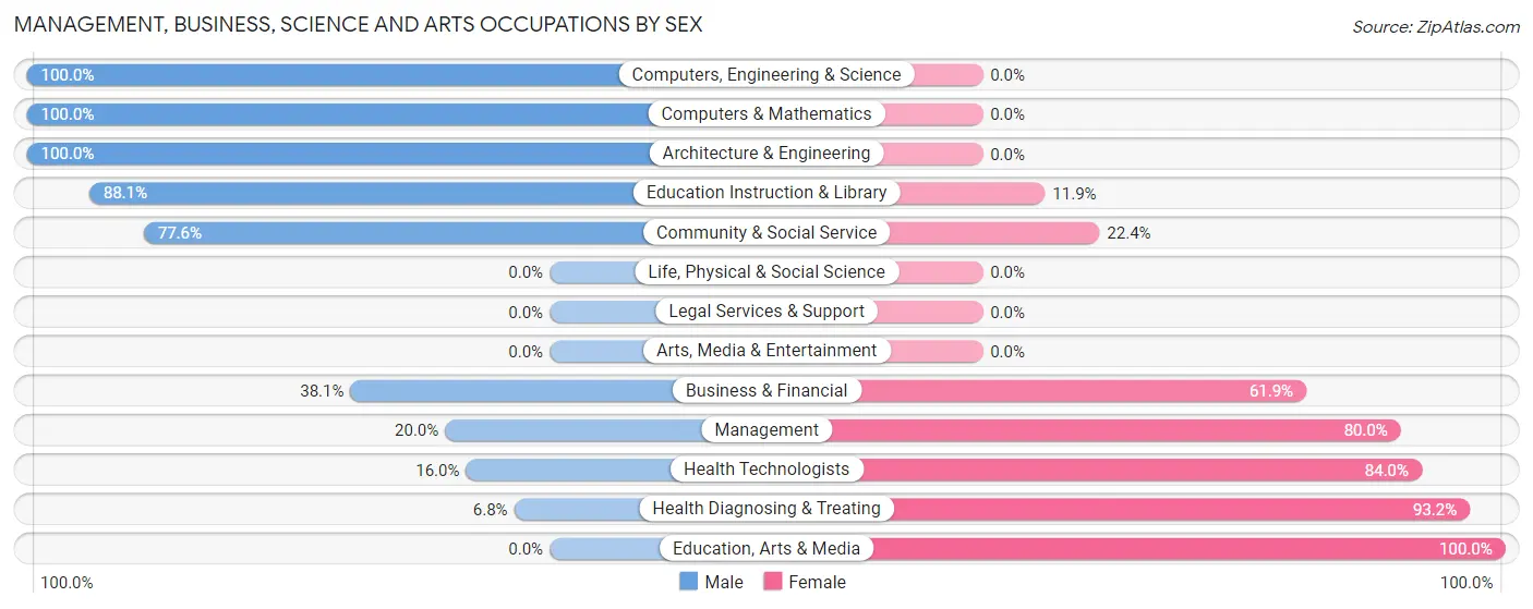 Management, Business, Science and Arts Occupations by Sex in Zip Code 24593
