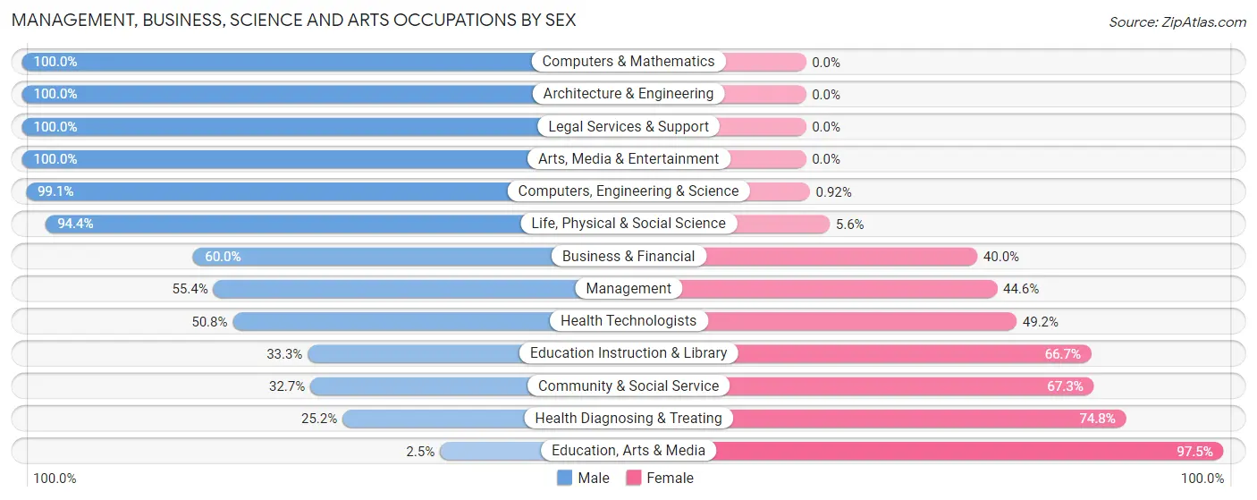 Management, Business, Science and Arts Occupations by Sex in Zip Code 24609