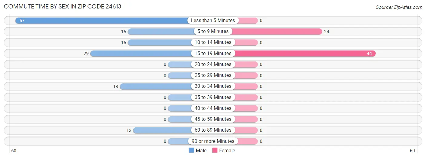 Commute Time by Sex in Zip Code 24613