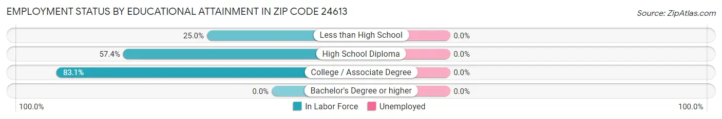 Employment Status by Educational Attainment in Zip Code 24613