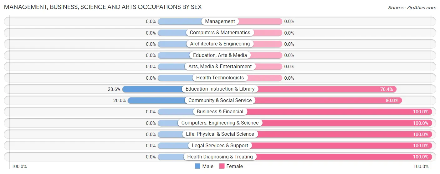 Management, Business, Science and Arts Occupations by Sex in Zip Code 24620