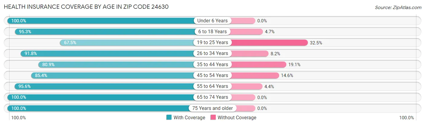 Health Insurance Coverage by Age in Zip Code 24630