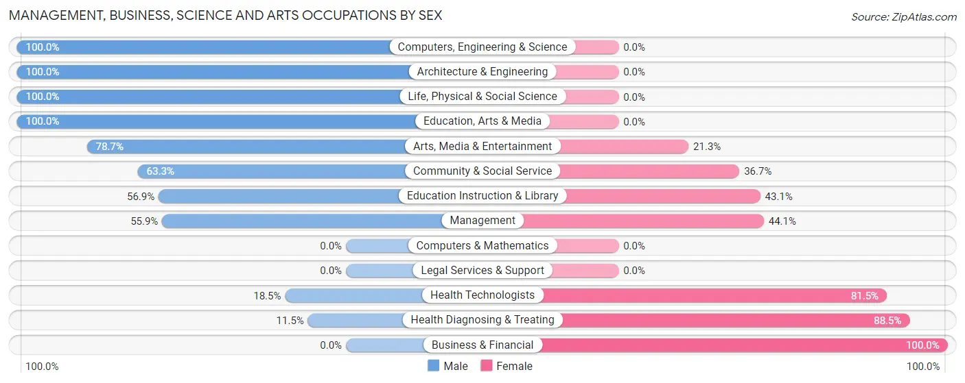 Management, Business, Science and Arts Occupations by Sex in Zip Code 24637