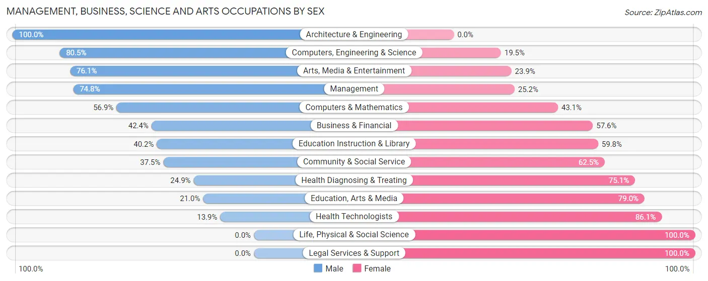 Management, Business, Science and Arts Occupations by Sex in Zip Code 24701