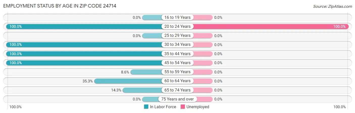 Employment Status by Age in Zip Code 24714