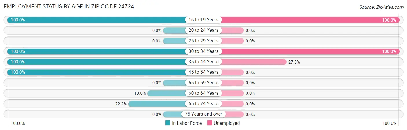 Employment Status by Age in Zip Code 24724