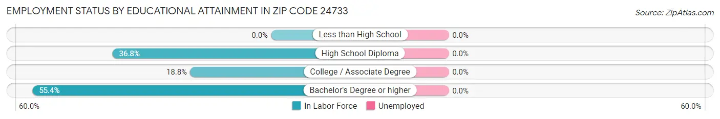 Employment Status by Educational Attainment in Zip Code 24733