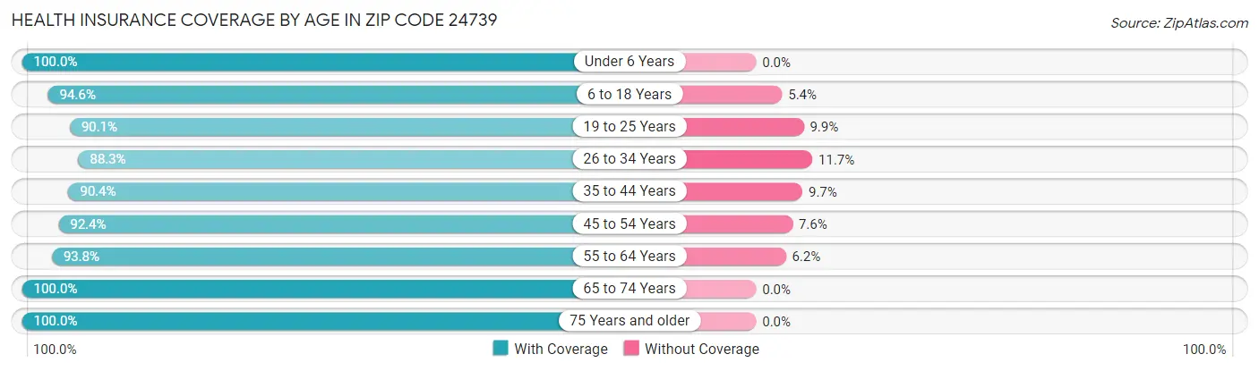Health Insurance Coverage by Age in Zip Code 24739
