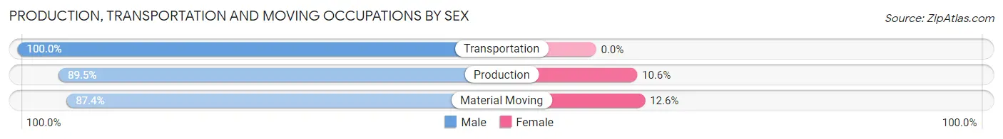 Production, Transportation and Moving Occupations by Sex in Zip Code 24740