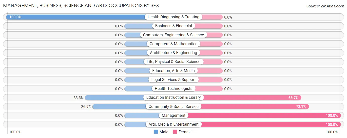 Management, Business, Science and Arts Occupations by Sex in Zip Code 24822