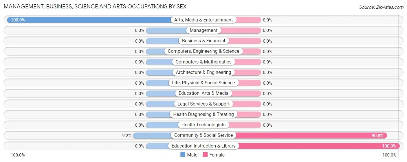 Management, Business, Science and Arts Occupations by Sex in Zip Code 24827