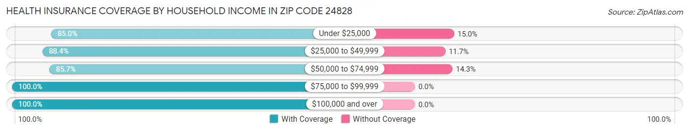 Health Insurance Coverage by Household Income in Zip Code 24828