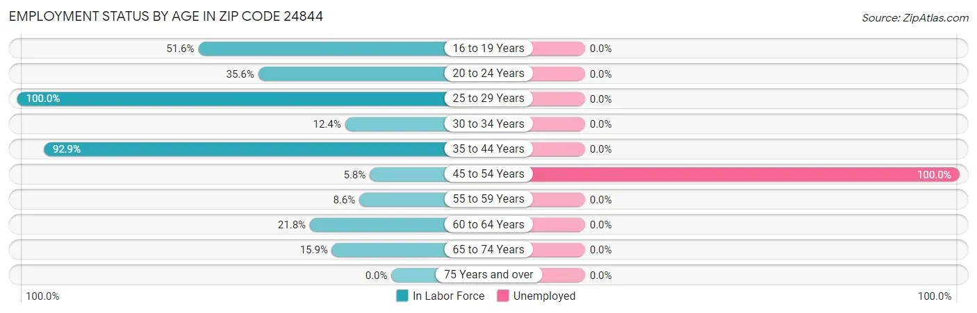 Employment Status by Age in Zip Code 24844