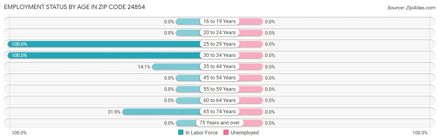 Employment Status by Age in Zip Code 24854