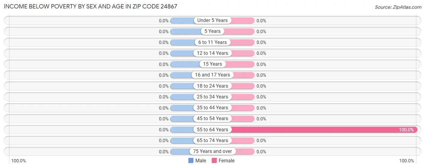 Income Below Poverty by Sex and Age in Zip Code 24867