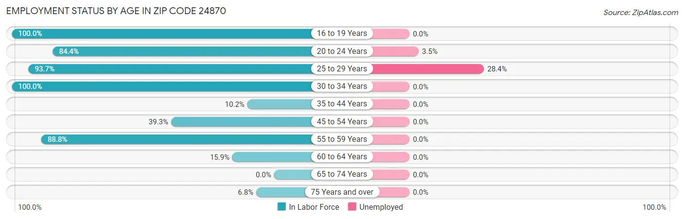 Employment Status by Age in Zip Code 24870