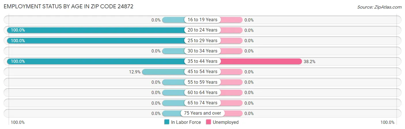 Employment Status by Age in Zip Code 24872