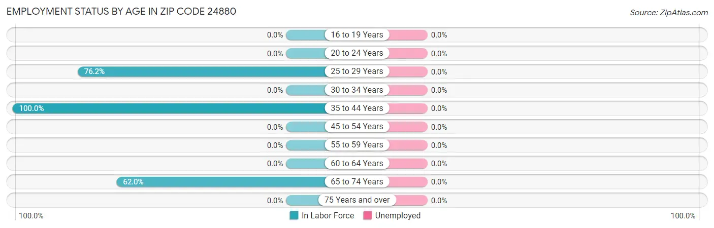 Employment Status by Age in Zip Code 24880