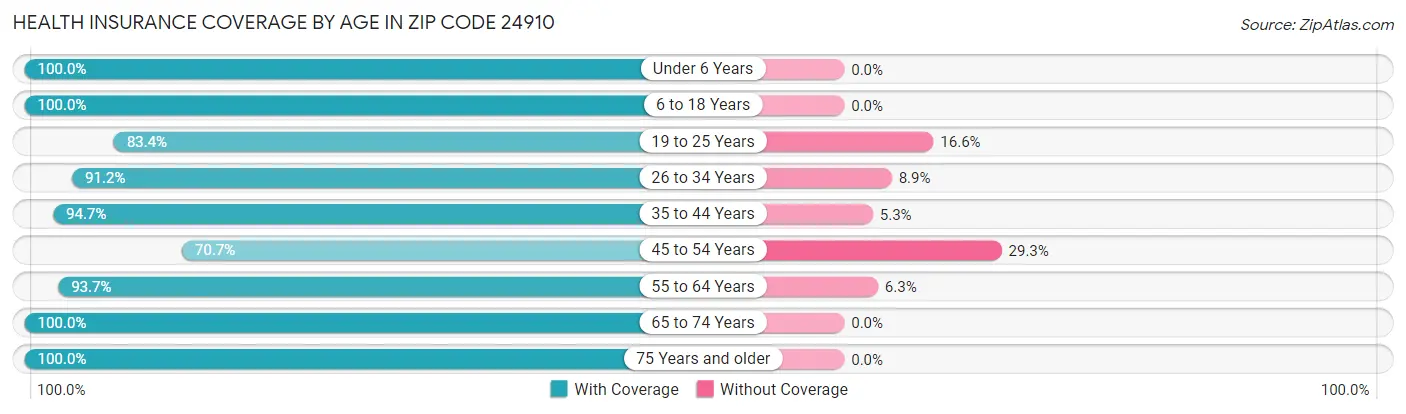 Health Insurance Coverage by Age in Zip Code 24910