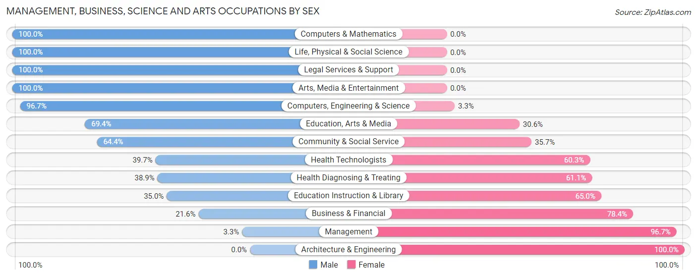 Management, Business, Science and Arts Occupations by Sex in Zip Code 24910
