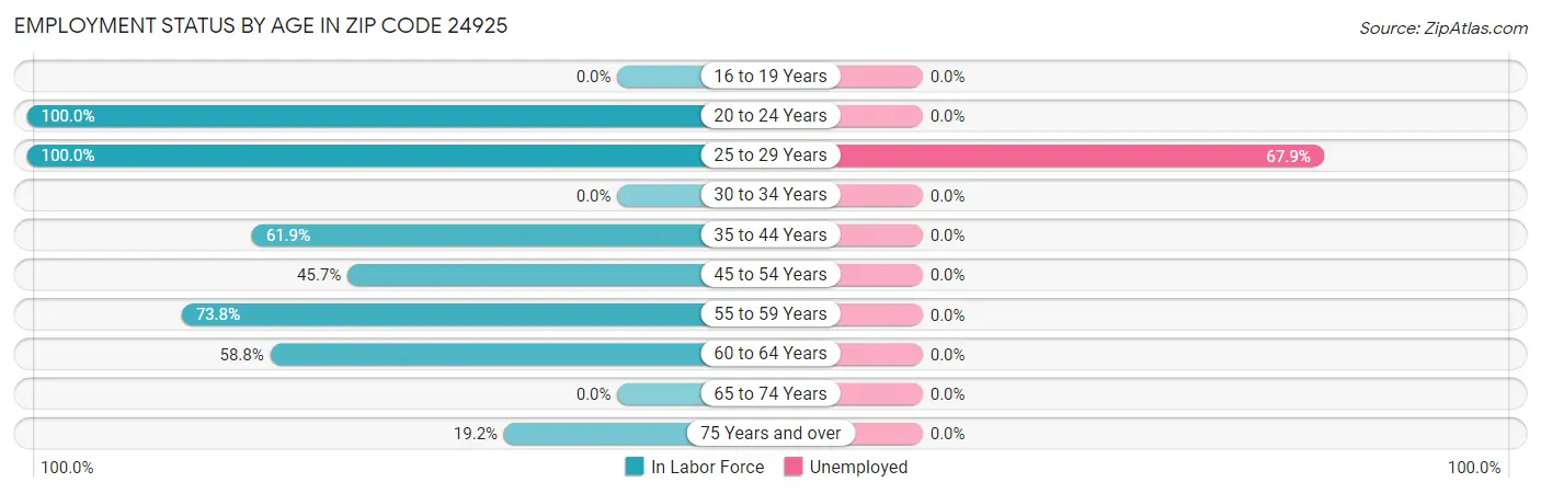 Employment Status by Age in Zip Code 24925